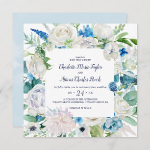 Classic White Flowers Square Wedding Invitation