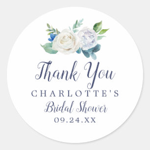 Classic White Flowers Thank You Favour Sticker