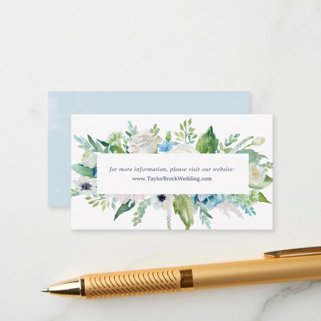 Classic White Flowers Wedding Website Enclosure Card (Front/Back In Situ)