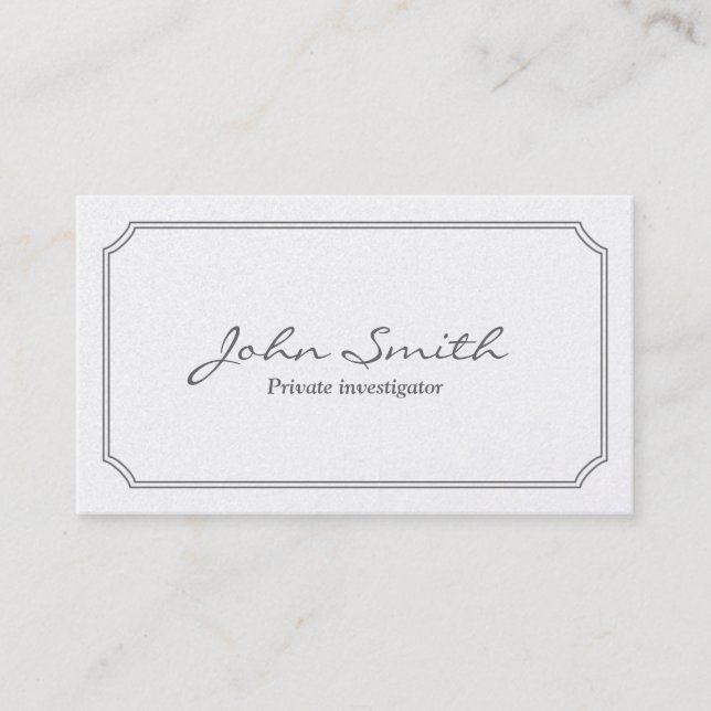 Classic White Frame Investigator Business Card (Front)