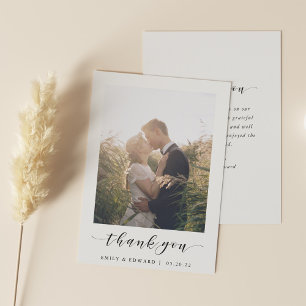 Classic White Frame Photo Wedding Thank You Card