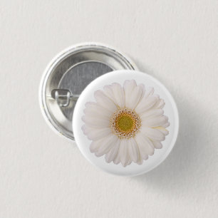 Classic White Gerbera Daisy Flower 3 Cm Round Badge
