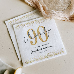 Classic White Gold 90th Party Napkins
