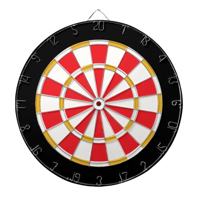 Classic White, Gold, Red, And Black Dartboard (Front)