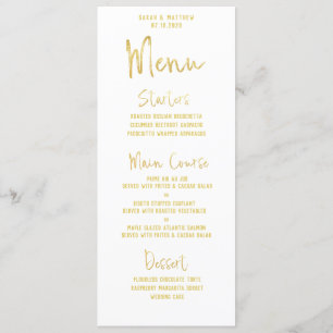 Classic White Gold Script Font Calligraphy Wedding Menu