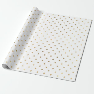 Classic White Golden Polka Small Dots Wrapping Paper