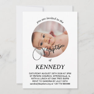 Classic White Invitation - Round Photo Personalise