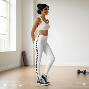 Classic White Leggings with Black Side Stripe