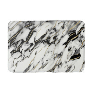 Classic White Marble Gold Foil Glam #1 Bath Mat