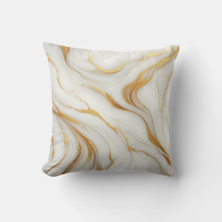 Classic White Marble Throw Pillow with Gold Veins
