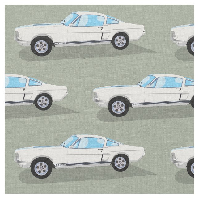 Classic White Muscle Car Fabric (Close Up)