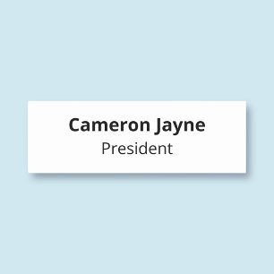Classic White Name Tag Without Logo Magnetic Pin