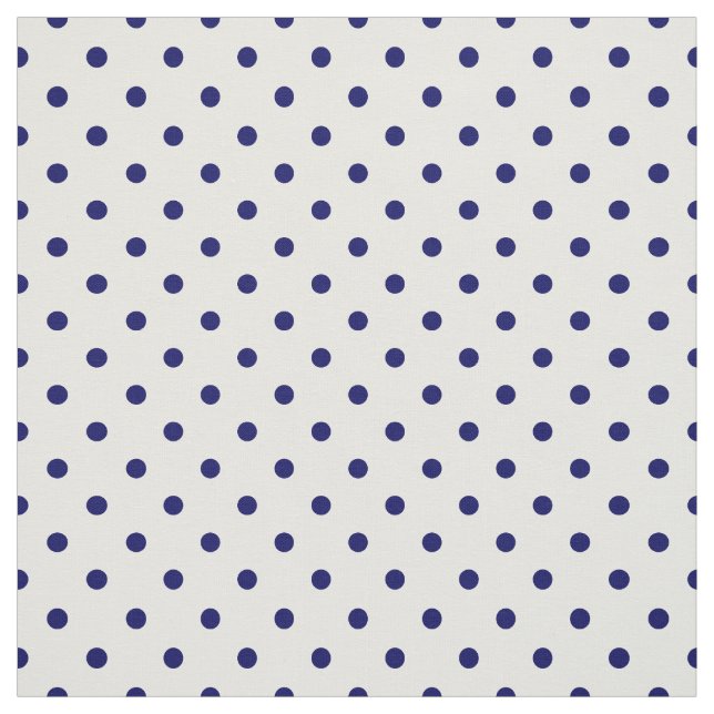 Classic White Navy Blue Spot Polka Dot Pattern Fabric (Swatch)