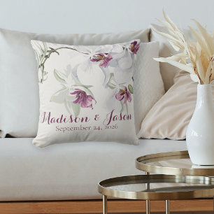 Classic White Orchids Customisable Wedding Gift  Cushion