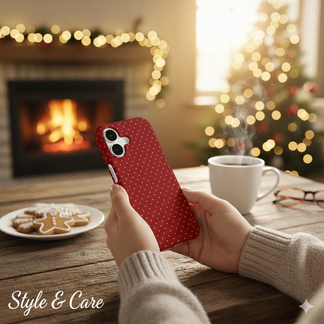 Classic White Polka Dot Deep Red Protective (Classic White Polka Dot Deep Red Protective Case-Mate iPhone Case)