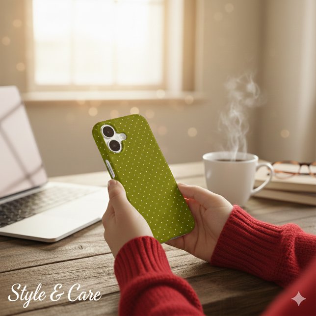 Classic White Polka Dot Olive Protective Case-Mate iPhone Case (Classic White Polka Dot Olive Protective Case-Mate iPhone Case)