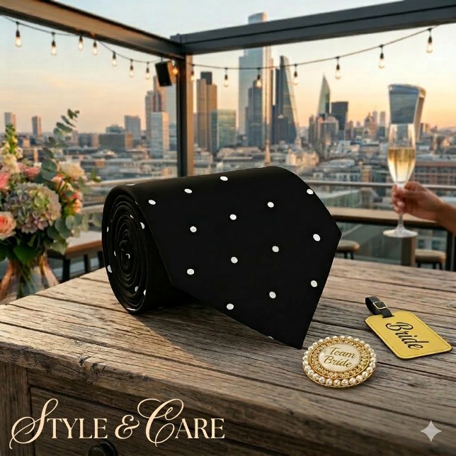 Classic White Polka Dot Pattern Black Formal Tie (Classic White Polka Dot Pattern Black Formal Neck Tie)