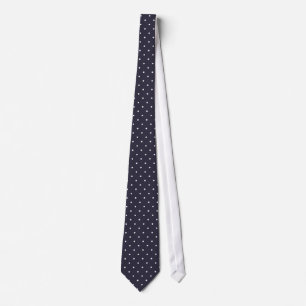 Classic white polka dots in dark blue background tie
