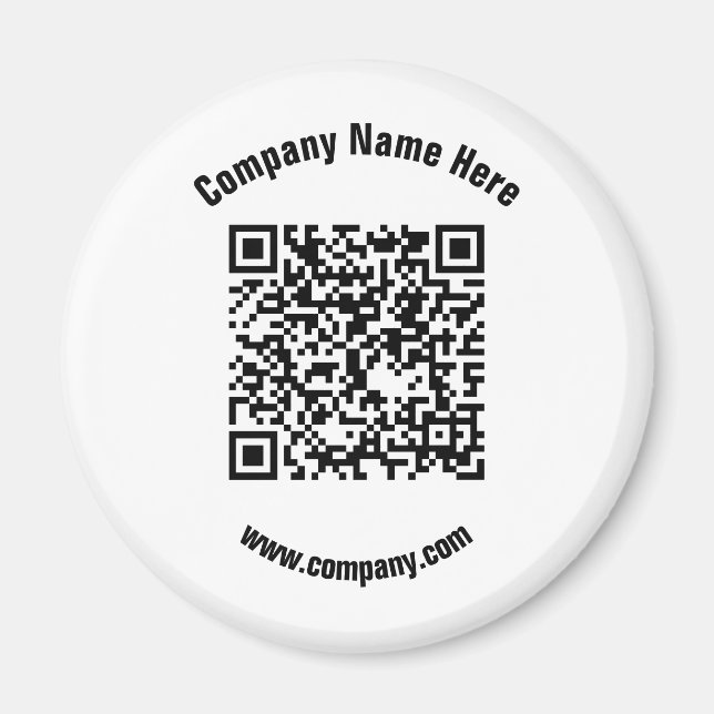 Classic White Promotional Business Name QR Code  Magnet (Front)