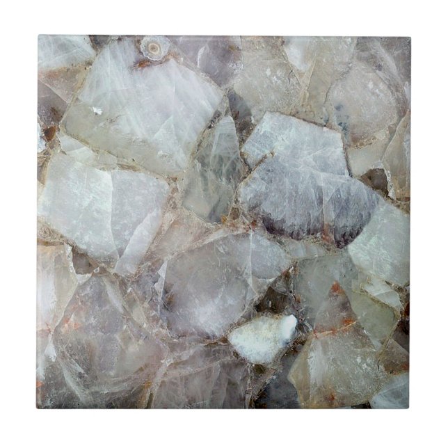 Classic White Quartz Print Backsplash Ceramic Tile (Front)