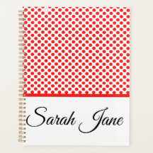 Classic white Red Polka dots | Personalised name