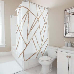 Classic White Rose Gold Geo #1 Shower Curtain