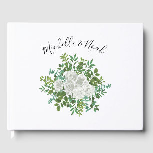 Classic White Rose Wedding Beautiful Guest Book