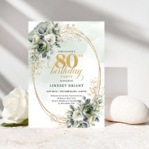 Classic White Roses Eucalyptus 80th Birthday  