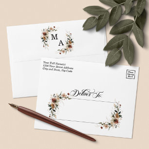 Classic White Rustic Floral Wedding Invitation Envelope