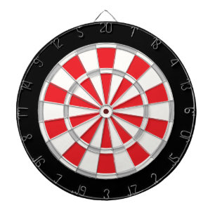 Classic White, Silver, Red, And Black Dartboard