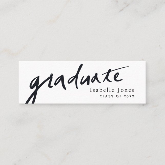 Classic White SImple Graduation Insert Name Card (Front)