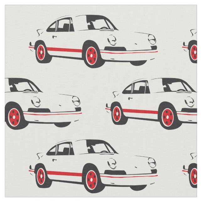 Classic White Sports Car Fabric (Close Up)