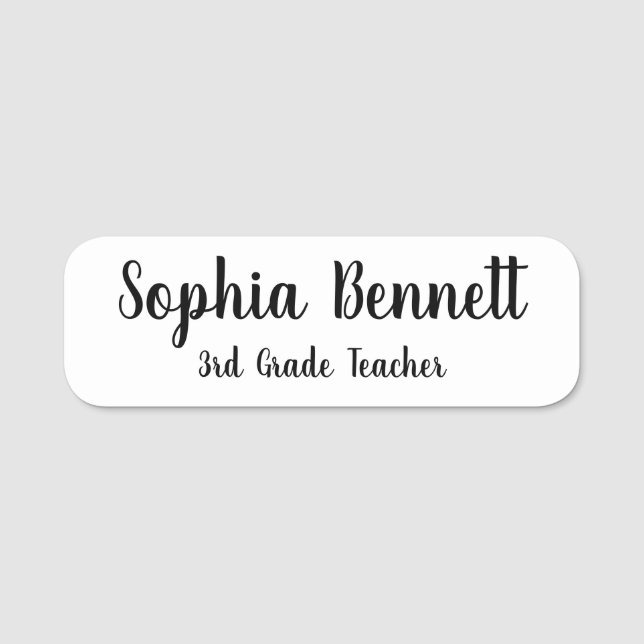 Classic White Teacher Name Badge (Front)