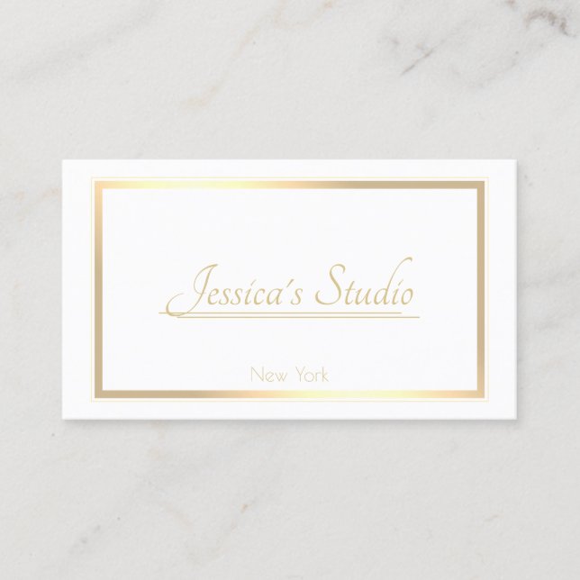 Classic White Trendy Golden Frame Every Business - Card (Front)