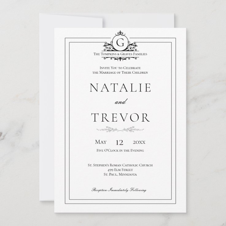 Classic White Wedding Invitation | Zazzle