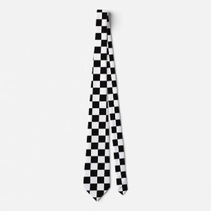 Classic White with Black Square Pattern Neck Tie