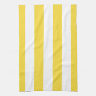 Classic Wide Stripes, Lemon Yellow and White Tea Towel