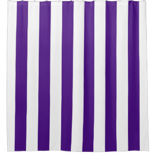 Classic Wide Stripes, Purple and White Shower Curtain