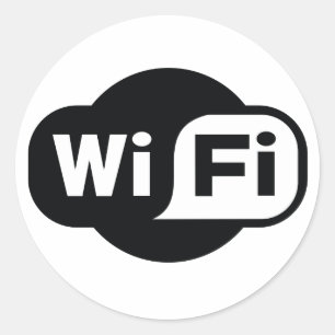 Classic WiFi symbol in black and white Classic Round Sticker
