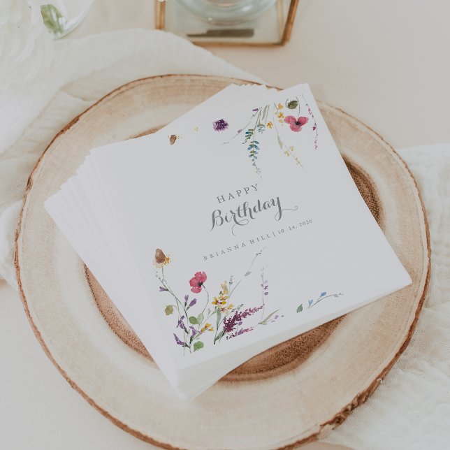 Classic Wild Colourful Floral Birthday Party Napkin (Creator Uploaded)