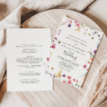 Classic Wild Colourful Floral Front & Back Wedding Invitation<br><div class="desc">This classic wild colourful floral front and back wedding invitation is perfect for a tropical wedding. The design features pink, purple, yellow, burgundy, navy and blue hand-drawn wild flowers, arranged in beautiful shapes. Save paper by including more details on the back of the invitation instead of on a separate enclosure...</div>