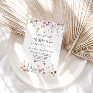 Classic Wild Colourful Floral Nuestra Boda Wedding Invitation