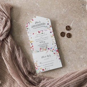 Classic Wild Colourful Floral Wedding All In One Invitation