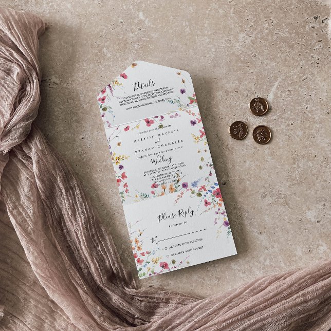 Classic Wild Colourful Floral Wedding All In One Invitation (Creator Uploaded)