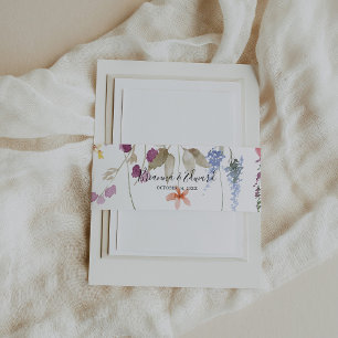 Classic Wild Colourful Floral Wedding Invitation Belly Band