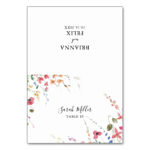 Classic Wild Colourful Floral Wedding Place Card