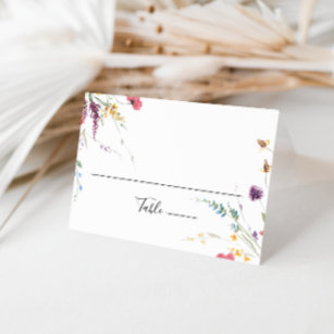 Classic Wild Colourful Floral Wedding  Place Card