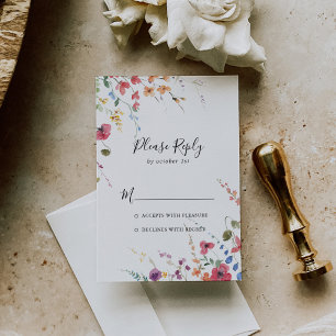 Classic Wild Colourful Floral Wedding RSVP