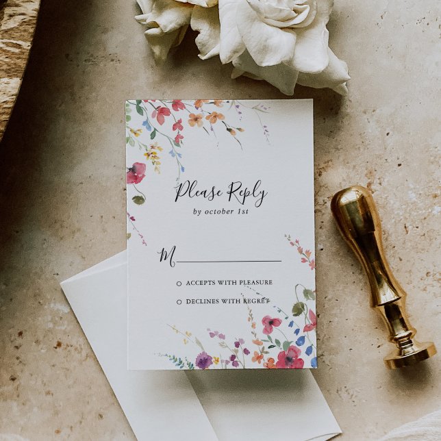 Classic Wild Colourful Floral Wedding RSVP (Creator Uploaded)