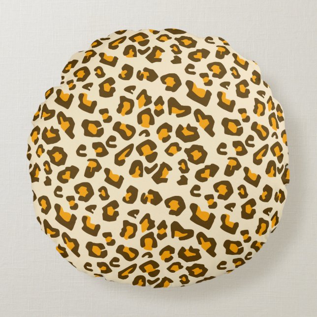 Classic Wild Leopard Print Pattern Round Cushion (Front)